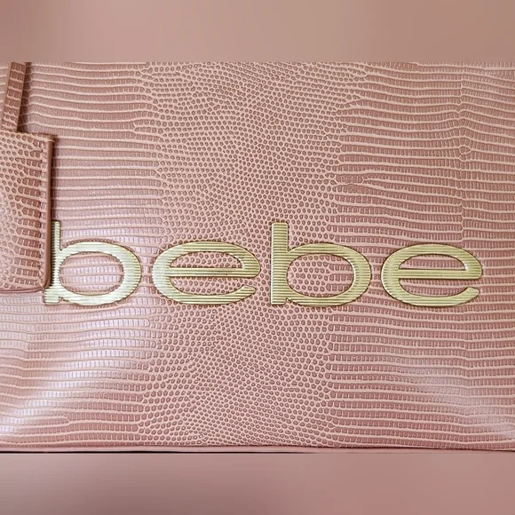 Bebe Fabiola Stamped Lizard Dome Satchel  Pink NEW - Picture 6 of 12